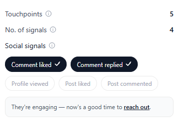 Kynzo social signals view for tracking engagement impact